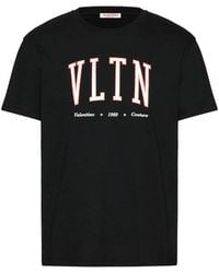 Valentino - Vltn Print College Logo T-shirt In Black - Lyst