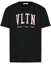 Valentino - Vltn Print College Logo T-shirt In Black - Lyst