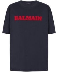 Balmain - Retro Flocked Logo T-Shirt - Lyst