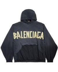 Balenciaga - Taped Logo Ripped Pocket Oversized Hoodie - Lyst