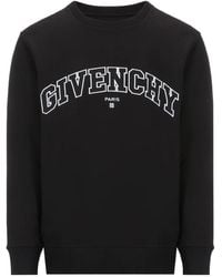 Givenchy - Embroidered Logo Crewneck Sweatshirt In Black - Lyst
