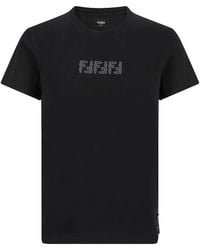 Fendi - Ff Labyrinth Motif Cotton T-Shirt - Lyst
