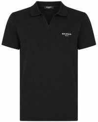 Balmain - Small Flock Logo Polo Shirt - Lyst