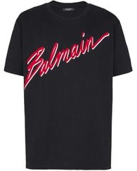 Balmain - Flocked Letter Logo T-Shirt - Lyst