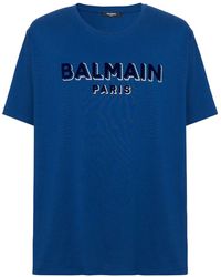 Balmain - Crewneck Oversized T-Shirt With Velvet Logo - Lyst