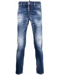 DSquared² - Paint Splat Distressed Slim Fit Jeans - Lyst