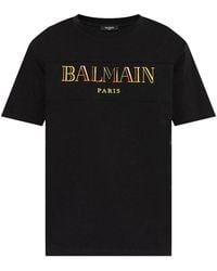 Balmain - Paris Multi-Coloured Embroidered Logo Oversized T-Shirt - Lyst