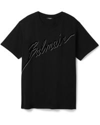 Balmain - Flocked Letter Logo T-Shirt - Lyst