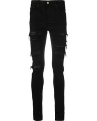 Amiri - Leather Thrasher Ripped Jeans - Lyst