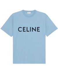 Celine - Celine Loose Cotton Logo Print T-Shirt Light - Lyst
