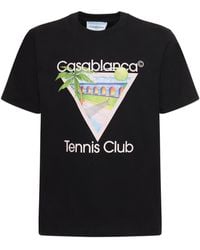 Casablanca - Tennis Club Icon Printed Cotton T-Shirt - Lyst