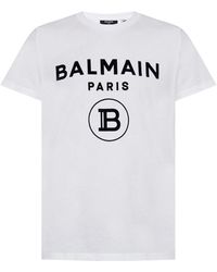 Balmain - Flocked B Paris Logo T-Shirt Cotton - Lyst