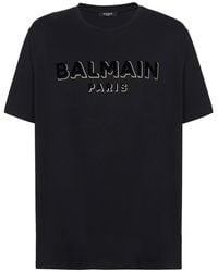 Balmain - Foil And Flock T-Shirt For - Lyst