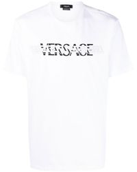 Versace - Logo-print Crew-neck T-shirt In White - Lyst