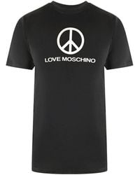 Love Moschino - Peace Logo T-Shirt - Lyst