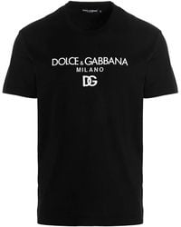 Dolce & Gabbana - Dg Embroidered T-Shirt With Lettering Logo Print - Lyst