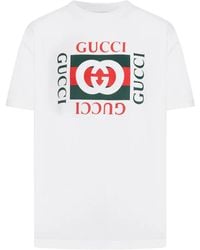 Gucci - Interlocking G Rectangle Logo T-Shirt - Lyst