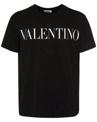 Valentino - Black Logo Print Cotton Jersey T-shirt - Lyst