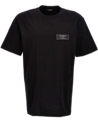 Balmain - Logo Patch T-Shirt - Lyst