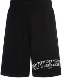 Givenchy - College Logo Embroidered Cotton Shorts - Lyst