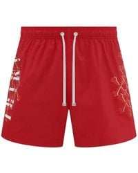 Amiri - Bones Printed Swim Shorts - Lyst