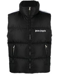 Palm Angels - Classic Logo Print Padded Down Gilet In Black - Lyst