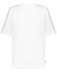 Fendi - Logo Embossed Crewneck T-Shirt - Lyst