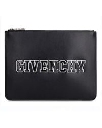 Givenchy - Logo Leather Large Zip Flat Pouch - Lyst