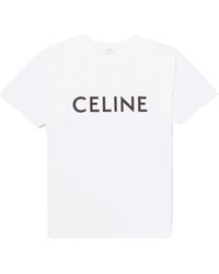 Celine - Logo-print Cotton-jersey T-shirt White - Lyst