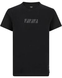 Fendi - Ff Labyrinth Motif Cotton T-Shirt - Lyst
