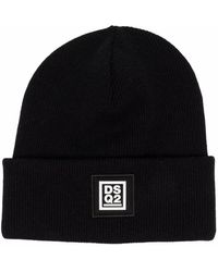 DSquared² - Logo-Patch Knitted Beanie Hat - Lyst