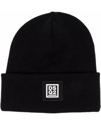 DSquared² - Logo Patch Knitted Beanie - Lyst