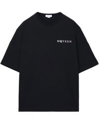 McQueen - Oversized Vertical Back Logo T-Shirt - Lyst