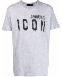 DSquared² - Icon Spray Cotton T-shirt Grey - Lyst
