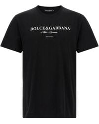 Dolce & Gabbana - Italian Sportswear Flocked Logo T-Shirt - Lyst