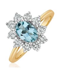 The Diamond Store - Aquamarine 0.70Ct And Diamond 0.50Ct 18K Ring - Lyst
