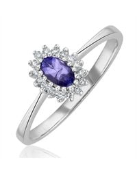 The Diamond Store - Tanzanite 5 X 3Mm And Diamond 9K Ring A4323Y - Lyst