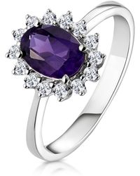 The Diamond Store - Amethyst 0.70Ct And Diamond 9K Ring - Lyst