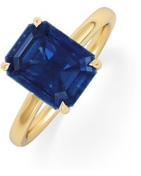 The Diamond Store - Amora Gem 2.50Ct Emerald Cut Lab Sapphire Hidden Halo Engagement Ring - Lyst