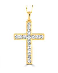 The Diamond Store - 1Ct Lab Diamond Cross Necklace Pendant H/Si Channel Set - Lyst