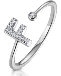 The Diamond Store - Diamond Initial 'F' Ring 0.07Ct Set - Lyst