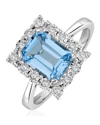 The Diamond Store - Topaz 8 X 6Mm And Diamond 9K Ring - Lyst