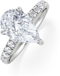 The Diamond Store - Amora Pear 2.55Ct Hidden Halo Lab Diamond Engagement Ring With Side Stones Set - Lyst
