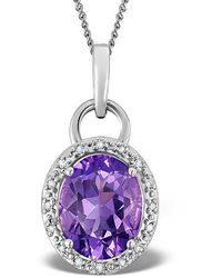 The Diamond Store - Amethyst 2.34Ct And Diamond 9K Pendant Necklace - Lyst