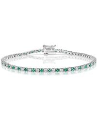 The Diamond Store - Emerald And 1Ct Lab Diamond Tennis Bracelet - Lyst