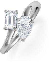 The Diamond Store - Toi Et Moi Emerald And Pear Cut Lab Diamond Ring 1.00Ct F/Vs - Lyst