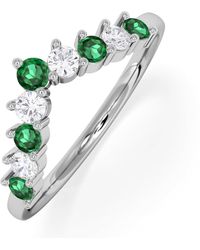 The Diamond Store - Starlit Emerald And Lab Diamond Wishbone Ring - Lyst