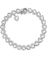 The Diamond Store - Diamond Heart Sterling Bracelet - Lyst