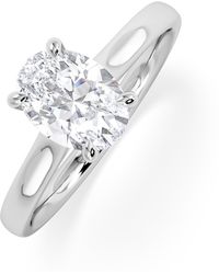 The Diamond Store - Amora Oval 1.00Ct Hidden Halo Lab Diamond Engagement Ring F/Vs1 Set - Lyst
