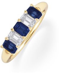 The Diamond Store - Solene 0.75Ct Emerald Cut Lab Sapphire And Lab Diamond Half Band Eternity Ring - Lyst